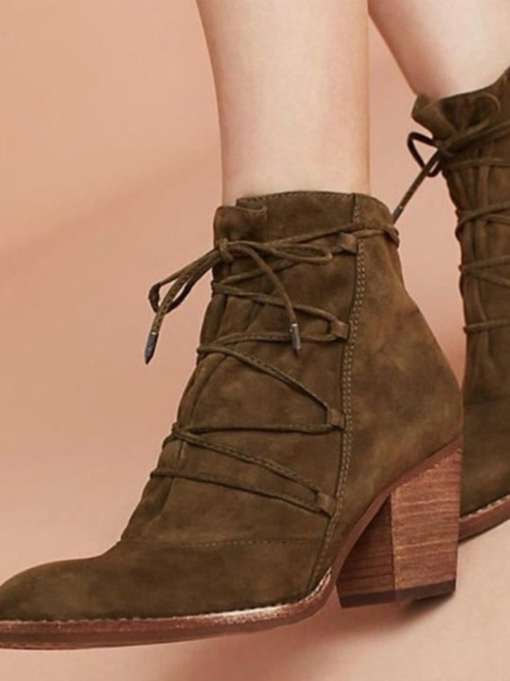 Anthropologie Sam Edelman Millard Lace Up Leather Ankle Boots Brown Size 9